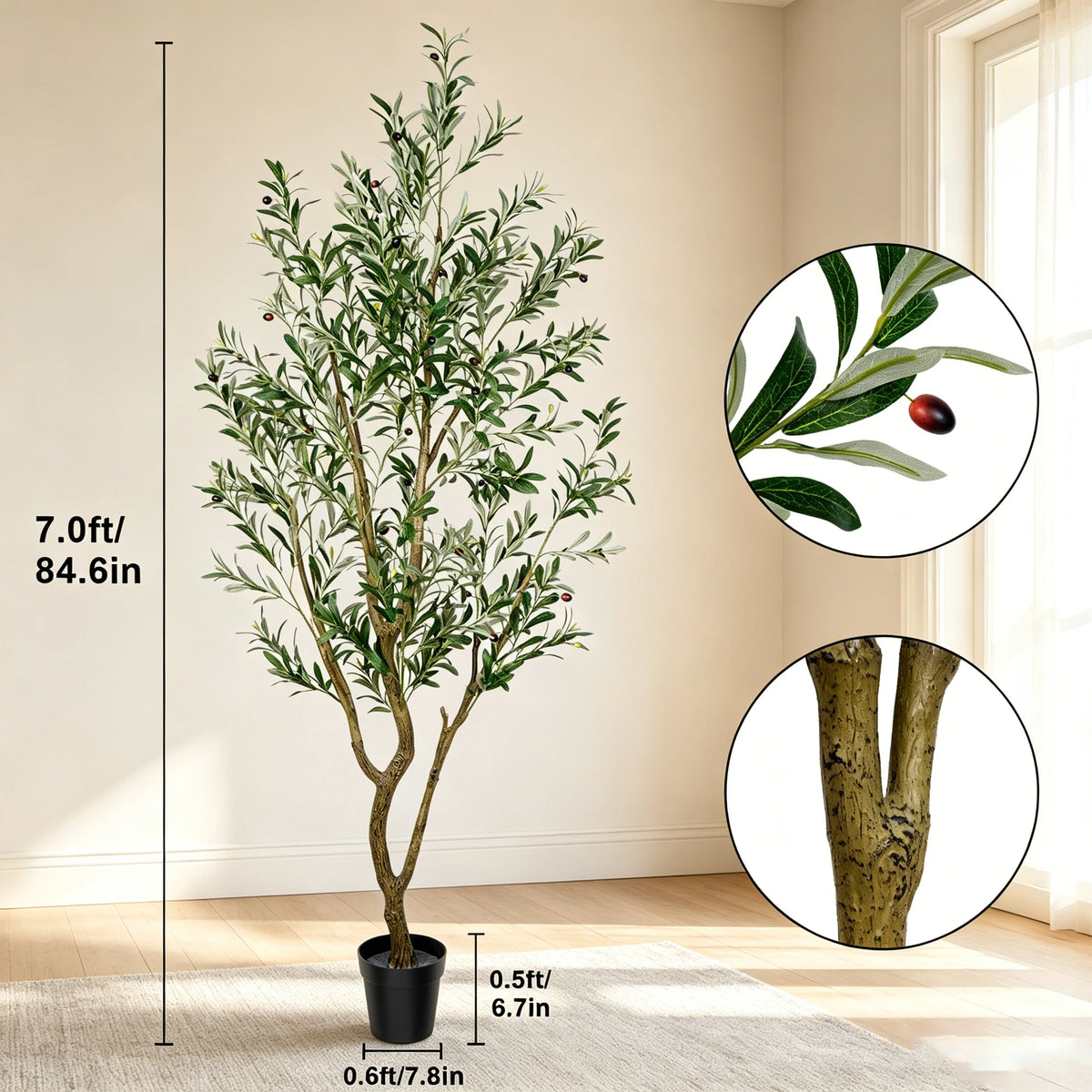 Olitree Artificial Olive Tree With Natural Wood Trunk Home Decoration