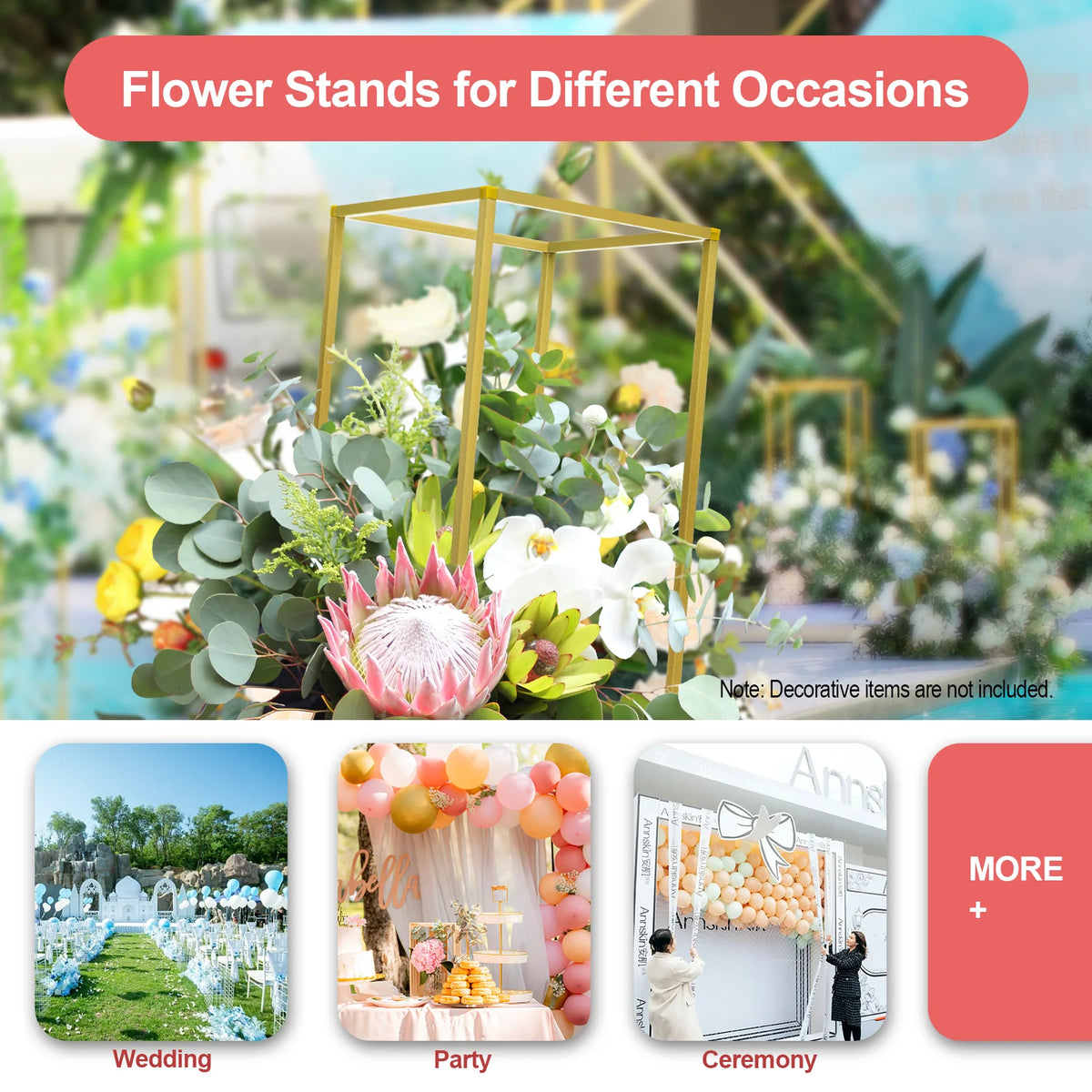 10 Piece Metal Flower Stand Set for Wedding Event Decorations