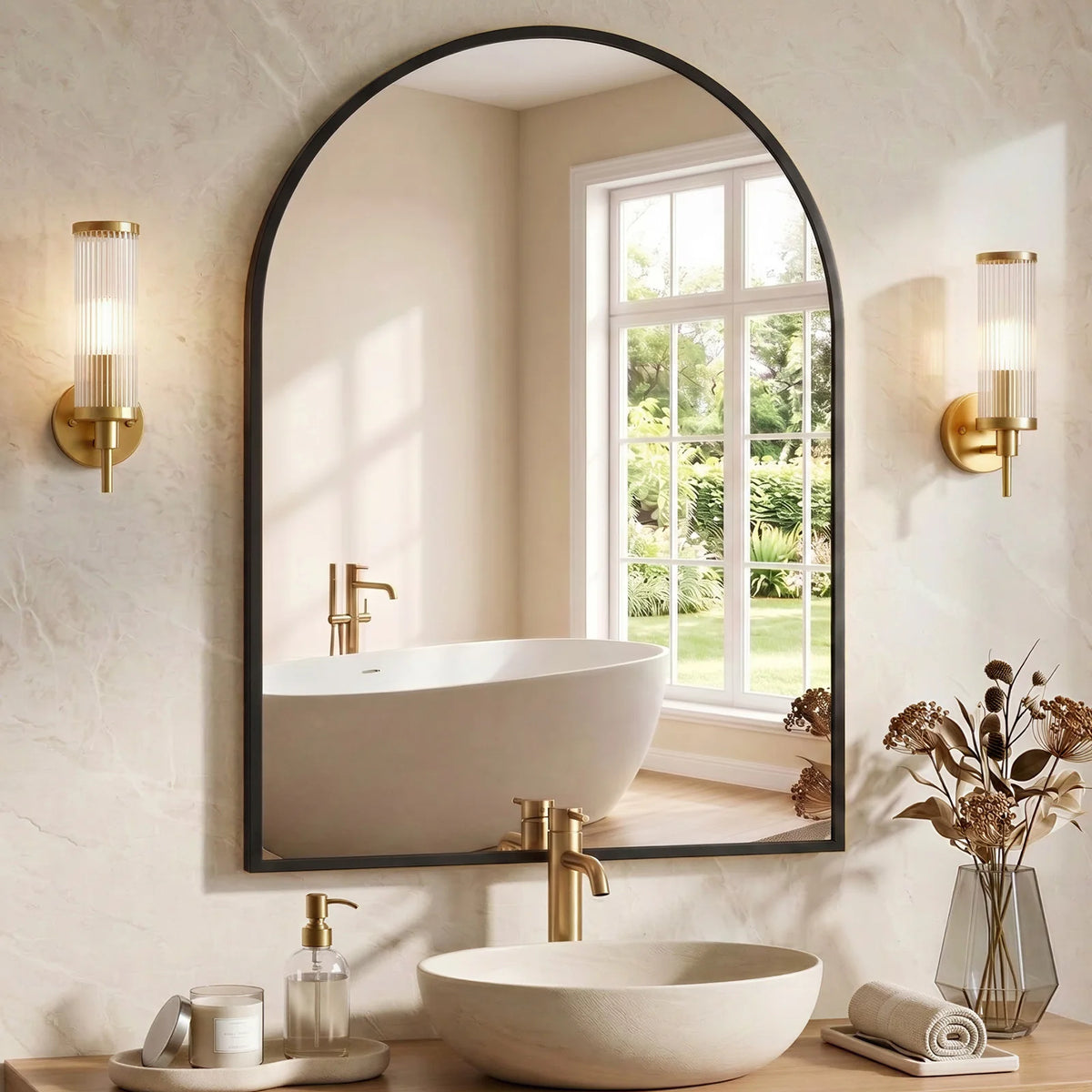 MCQ Arched Bathroom Vanity Mirror With Aluminum Frame Wall Mounted
