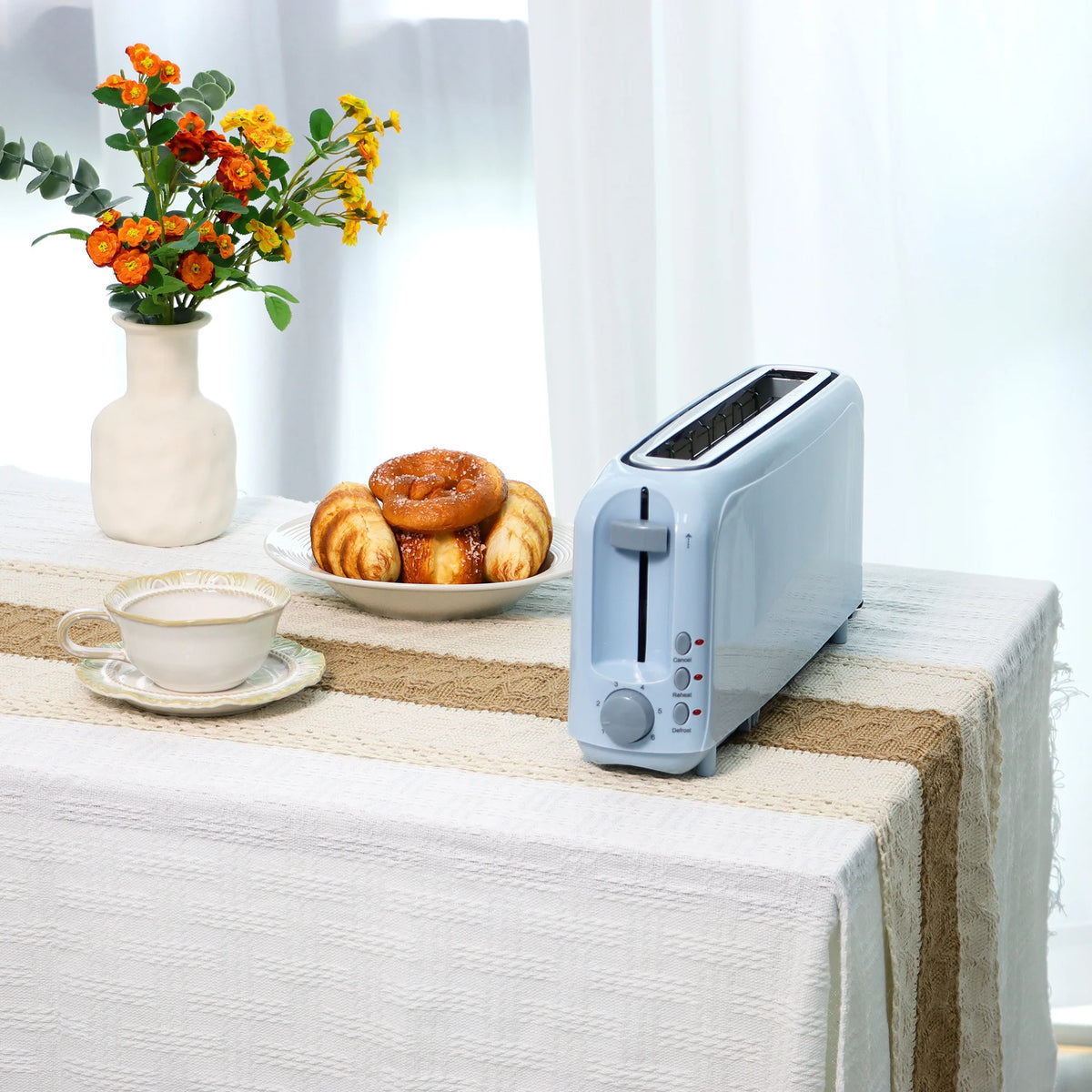 YUKOOL Slim Slot Toaster With Shade Settings, Defrost And Reheat