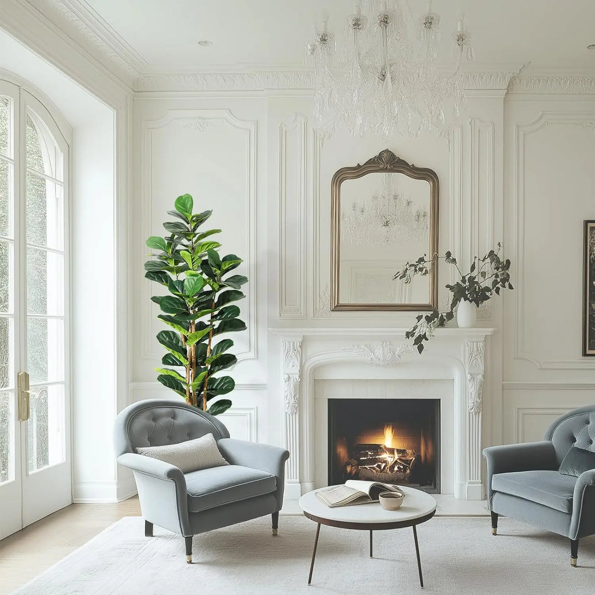 HiMISS Artificial Fiddle Leaf Fig Tree with Pot for Home