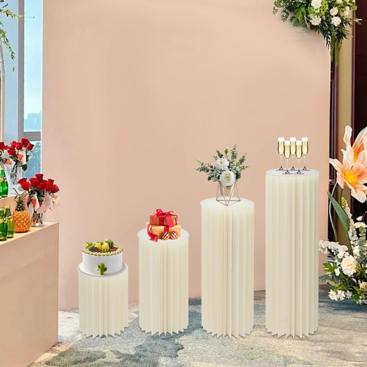 Foldable Cardboard Flower Stand Set for Wedding and Party Displays