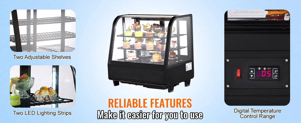 SucceBuy Refrigerated Pastry Display Case With LED Frost-Free Cooling