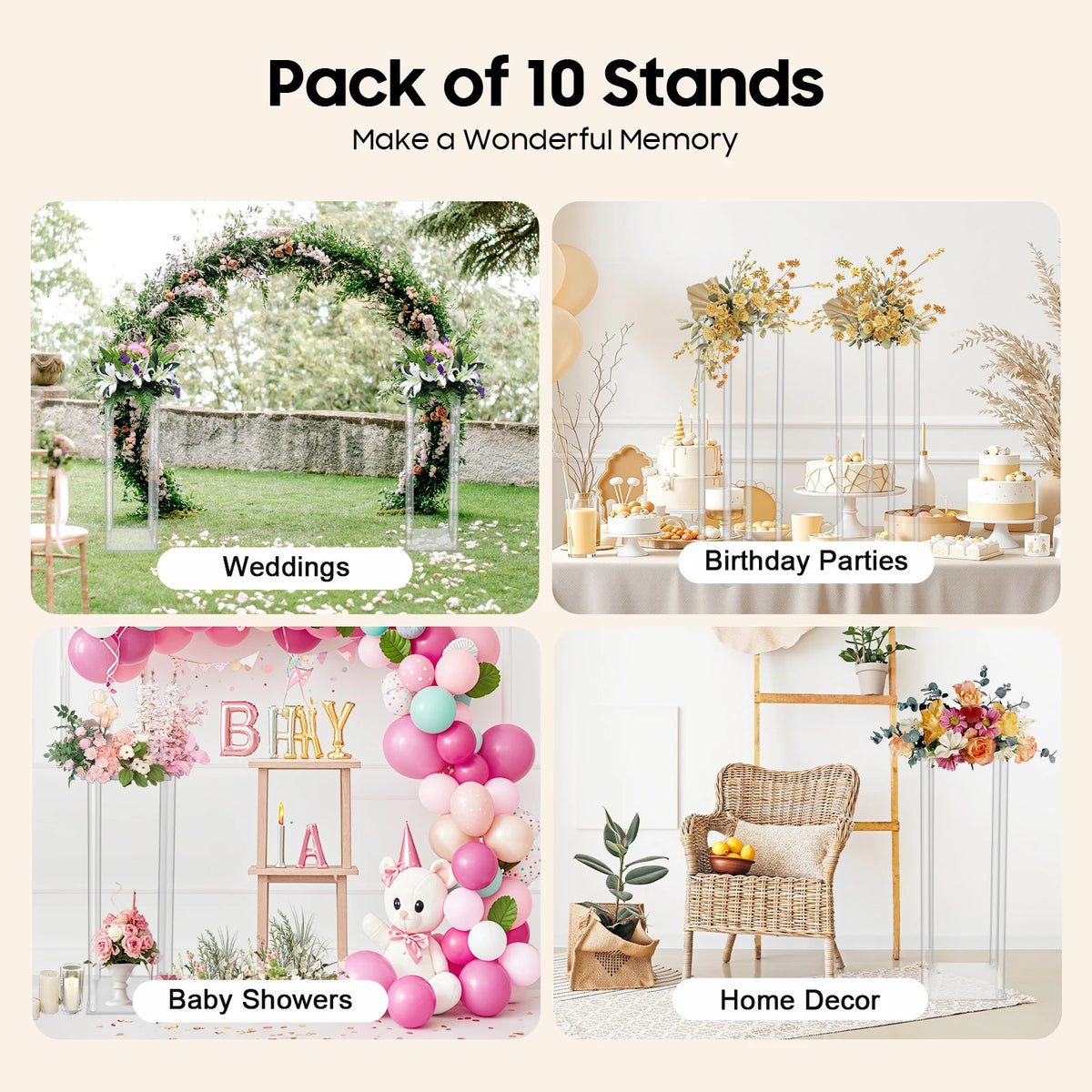 Acrylic Wedding Flower Stands Set for Elegant Event Centerpieces
