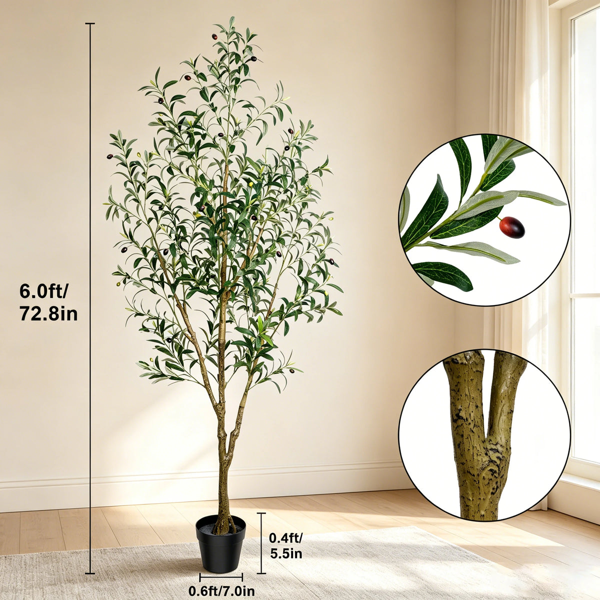 Olitree Artificial Olive Tree With Natural Wood Trunk Home Decoration