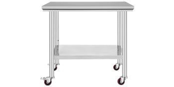 SucceBuy Stainless Steel Prep Table With Shelf Casters And Backsplash