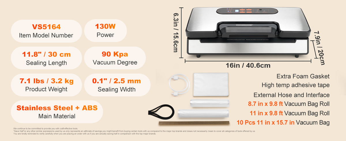 SucceBuy 90KPa Electric Vacuum Sealer Machine for Food Packaging