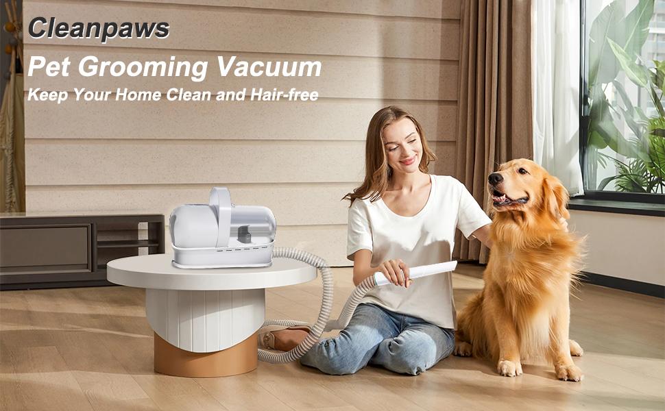 Dog Grooming Vacuum Kit With Deshedding Brush And Paw Trimmer