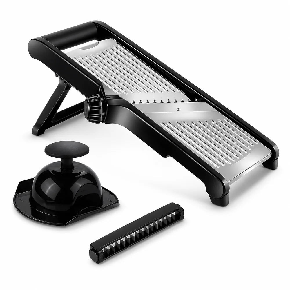 Adjustable Mandoline Vegetable Slicer With Food Holder And Julienne Cutter