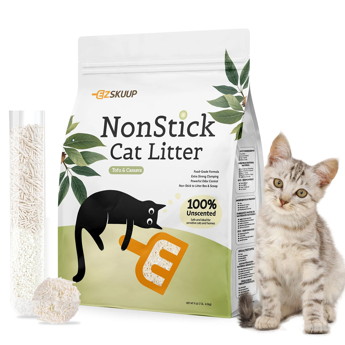 EZSKUUP Non-Stick Cassava Tofu Cat Litter With Odor Control