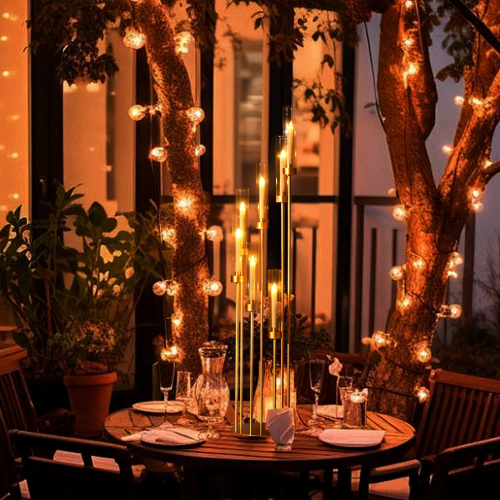 VINCIGANT Seven Arm Floor Candelabra With Removable Acrylic Shades