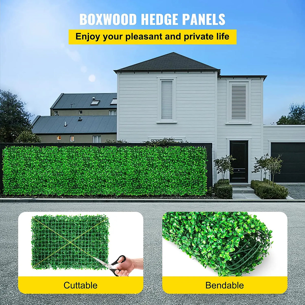 SucceBuy Artificial Boxwood Hedge Panels for Outdoor Privacy and Decor