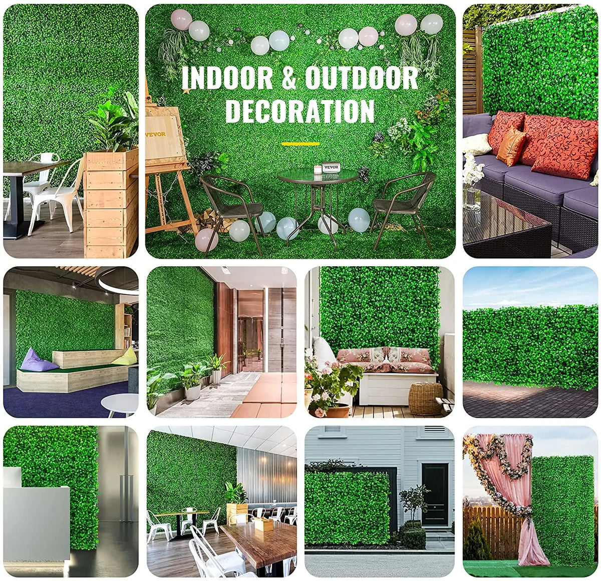 SucceBuy Artificial Boxwood Hedge Panels for Outdoor Privacy and Decor