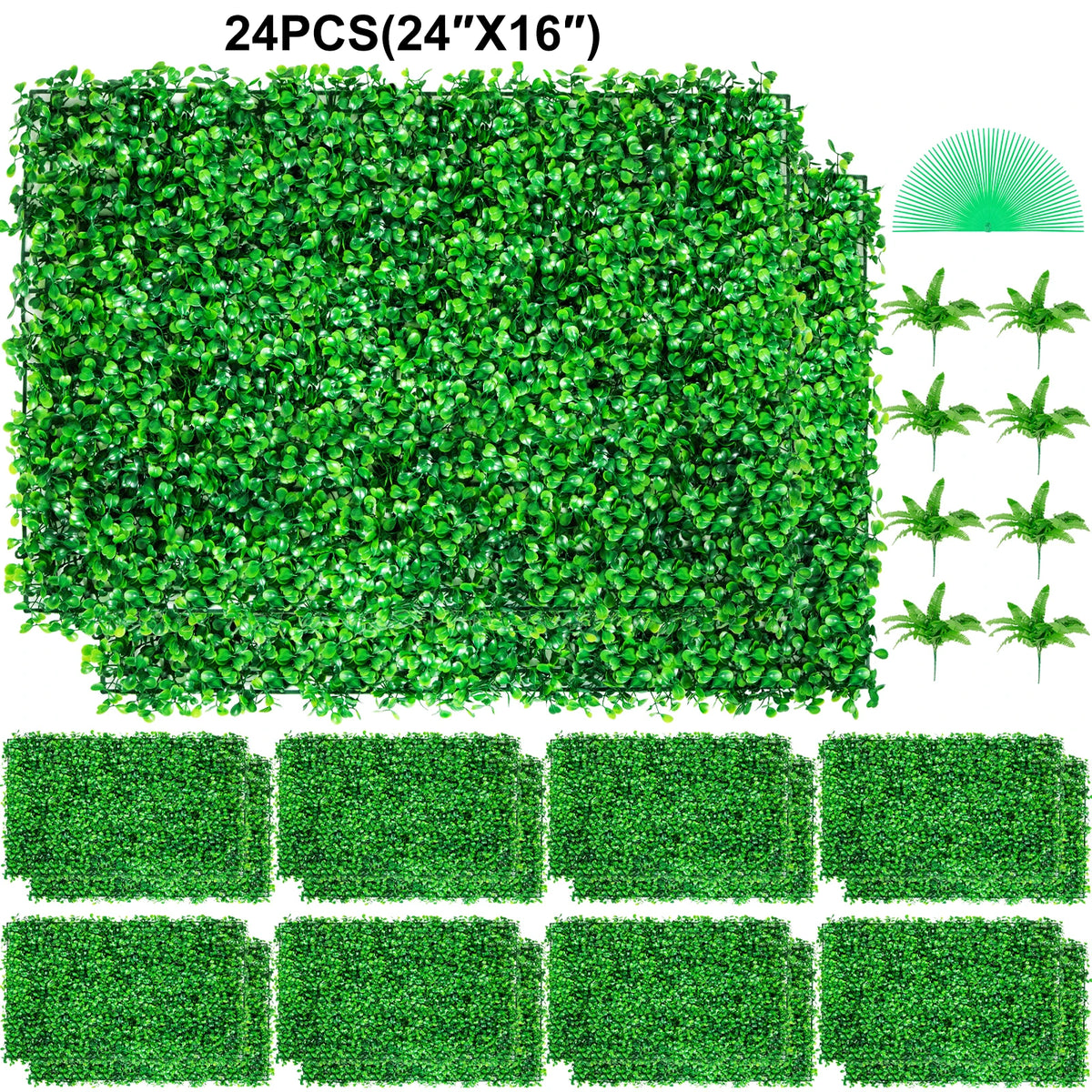SucceBuy Artificial Boxwood Hedge Panels for Outdoor Wall Decor