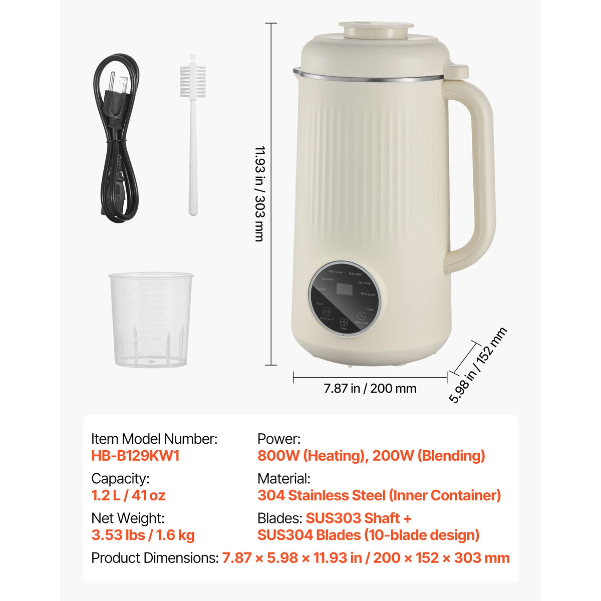 VEVOR 8-in-1 Nut Milk Maker for Soy and Oat Milk