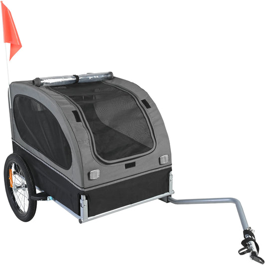 Dog Bike Trailer Pet Carrier With Reflectors and Collapsible Design
