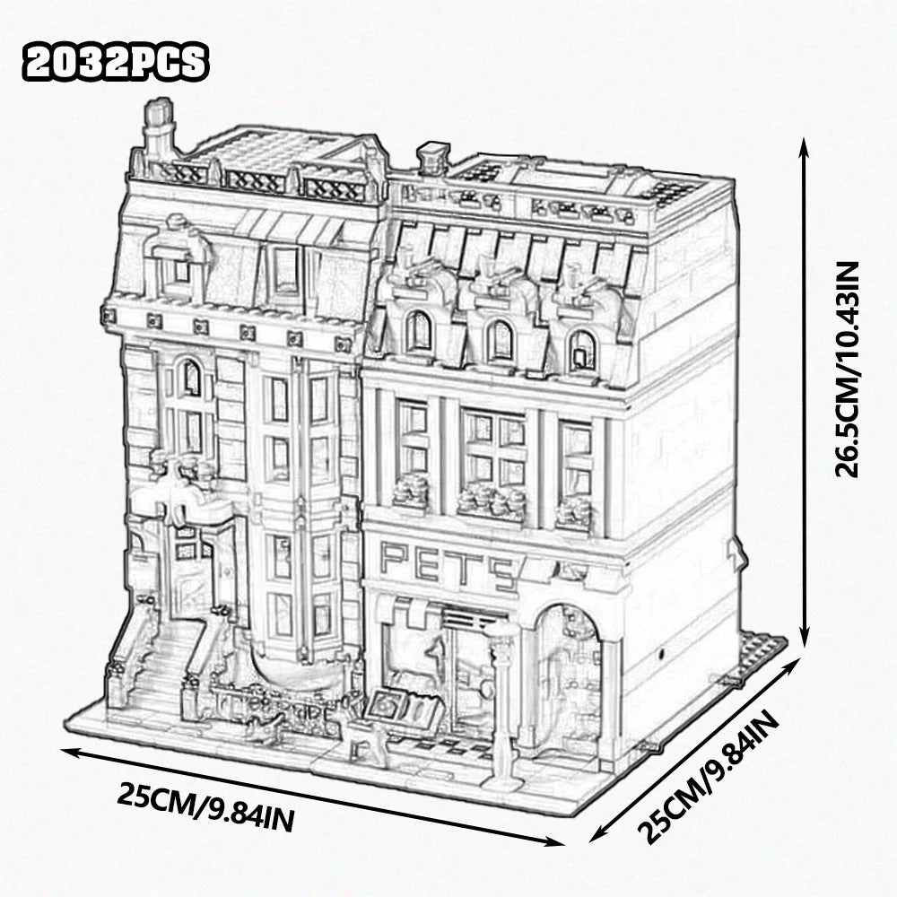 Modular City Corner Jazz Club Hotel Building Blocks Set