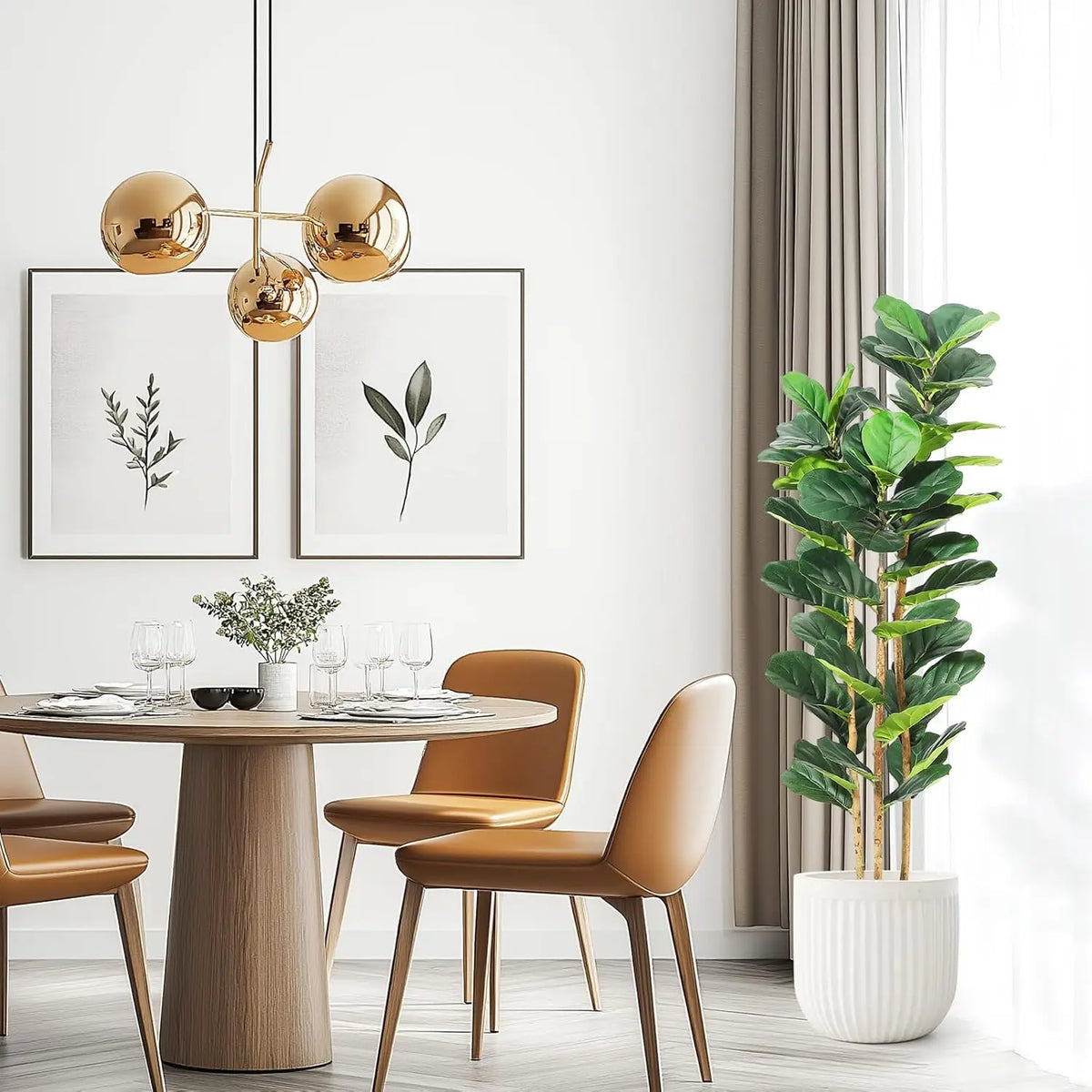 HiMISS Artificial Fiddle Leaf Fig Tree with Pot for Home
