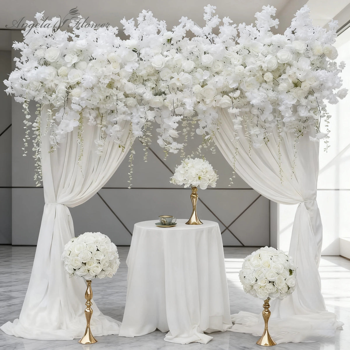 Angela Flower Hanging Cherry Blossom Wisteria Wedding Backdrop Floral Decor