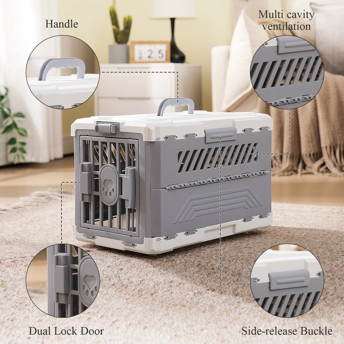 PAWZ Road Foldable Pet Carrier With Secure Door For Travel