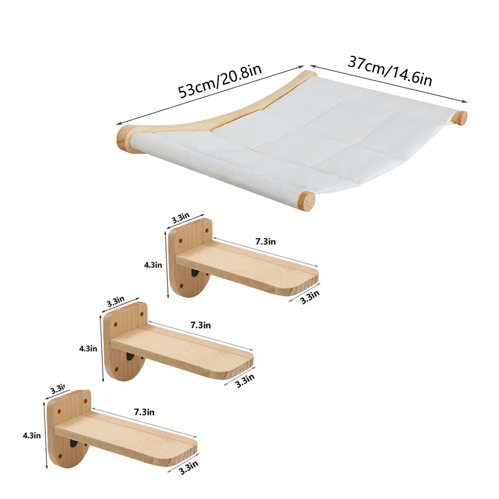 CWV Wall Mounted Cat Hammock Climbing Shelves And Scratching Perches