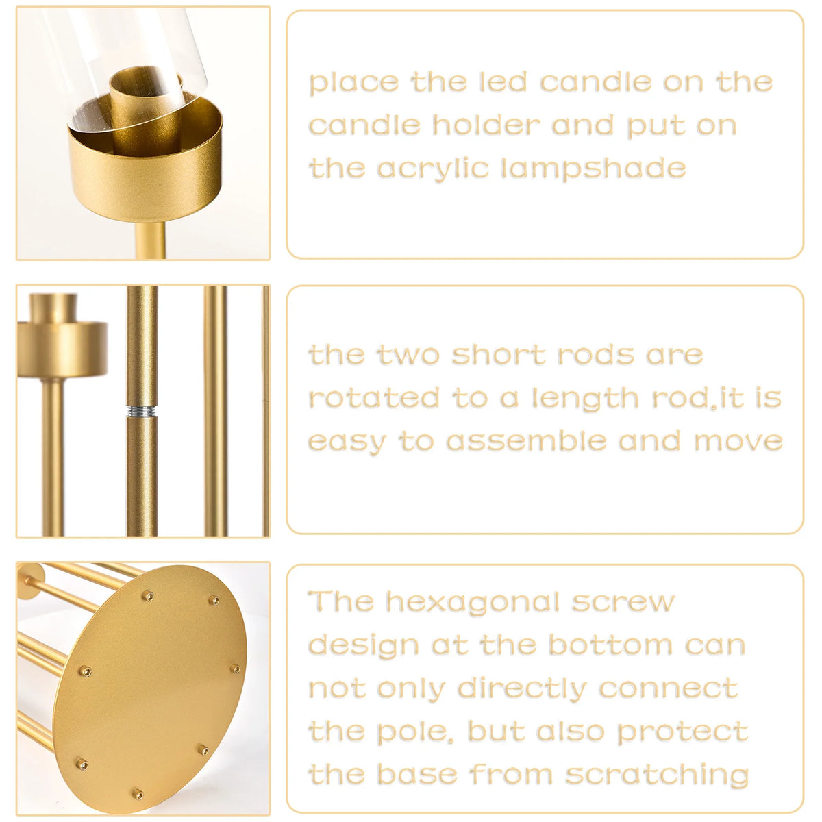 VINCIGANT Seven Arm Floor Candelabra With Removable Acrylic Shades