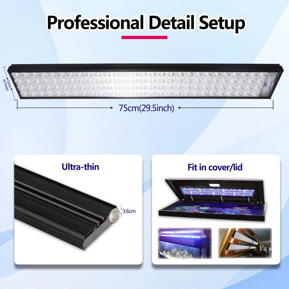 PopBloom Programmable Full Spectrum LED Aquarium Light for Reef Coral