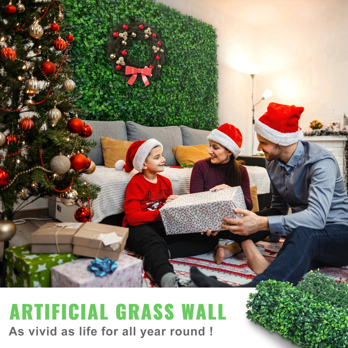 SucceBuy Artificial Boxwood Hedge Panels for Outdoor Wall Decor