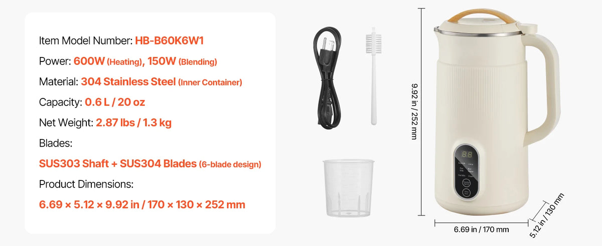 VEVOR 8-in-1 Nut Milk Maker for Soy and Oat Milk