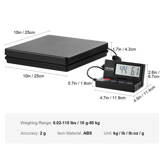 SucceBuy 110 Lb Digital Postal Scale With Timer Foldable LCD