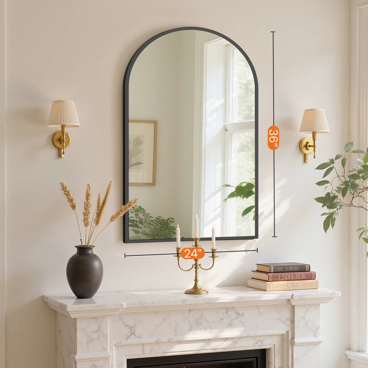 MCQ Arched Bathroom Vanity Mirror With Aluminum Frame Wall Mounted