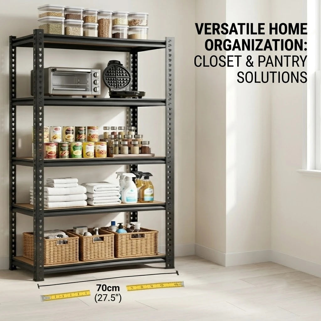 Metal Five Tier Shelving Unit Adjustable Pantry Storage Rack