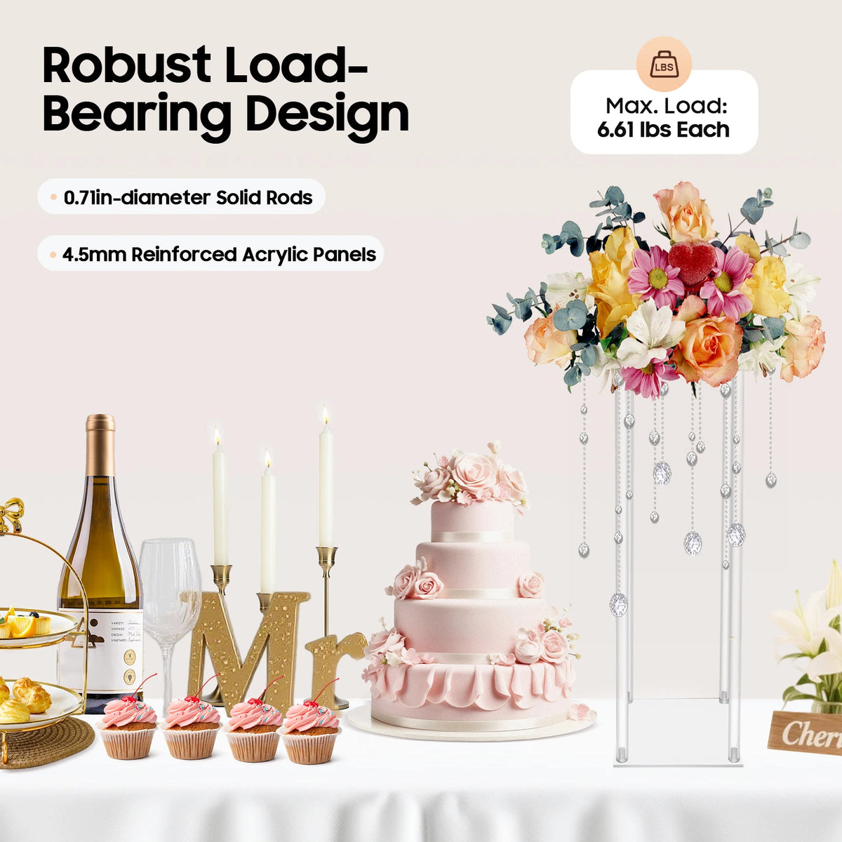 Acrylic Wedding Flower Stands Set for Elegant Event Centerpieces