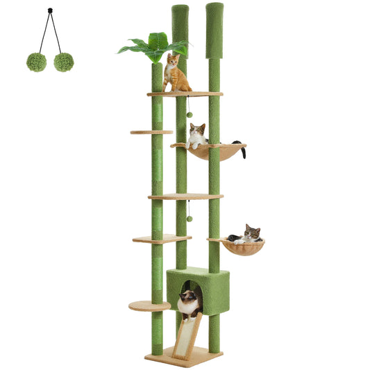 PAWZ Road Adjustable Wooden Cat Tree With Hammock And Sisal