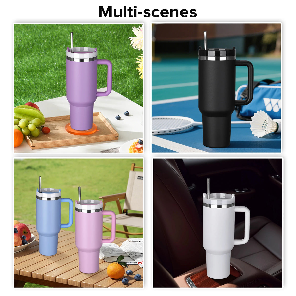 Fastsub Stainless Steel Vacuum Tumbler With Handle And Straw