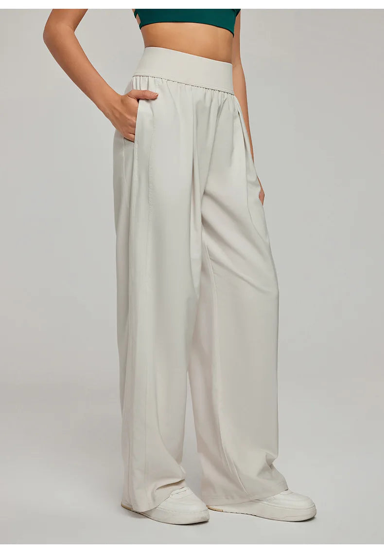 High Waist Wide Leg Yoga Pants for Women Straight Loose Casual Trousers Breathable Lightweight Sports Pants for Spring Summer
