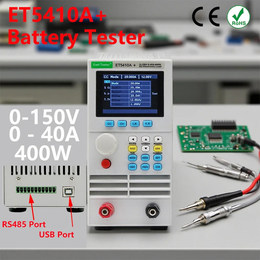 ET5410A Professional DC Electronic Load 0-150V 0-40A 400W 4 Modes (CC/CV/CP/CR) USB/RS485 Control CE/FCC Test Power Supplies, Batteries, High Precision Programmable Charger Battery Capacity Tester Lab Test Equipment Color Dis