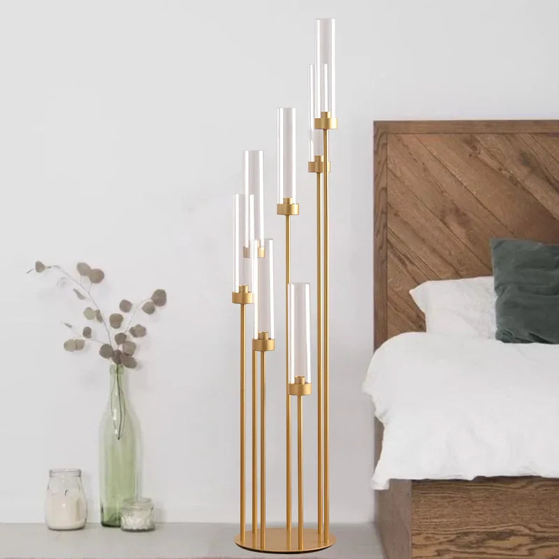 VINCIGANT Seven Arm Floor Candelabra With Removable Acrylic Shades