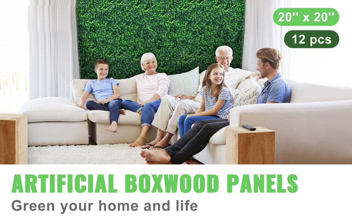 SucceBuy Artificial Boxwood Hedge Panels for Outdoor Privacy and Decor