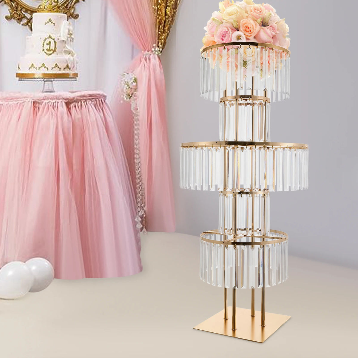 Five Tier Wedding Flower Stand For Elegant Event Centerpieces