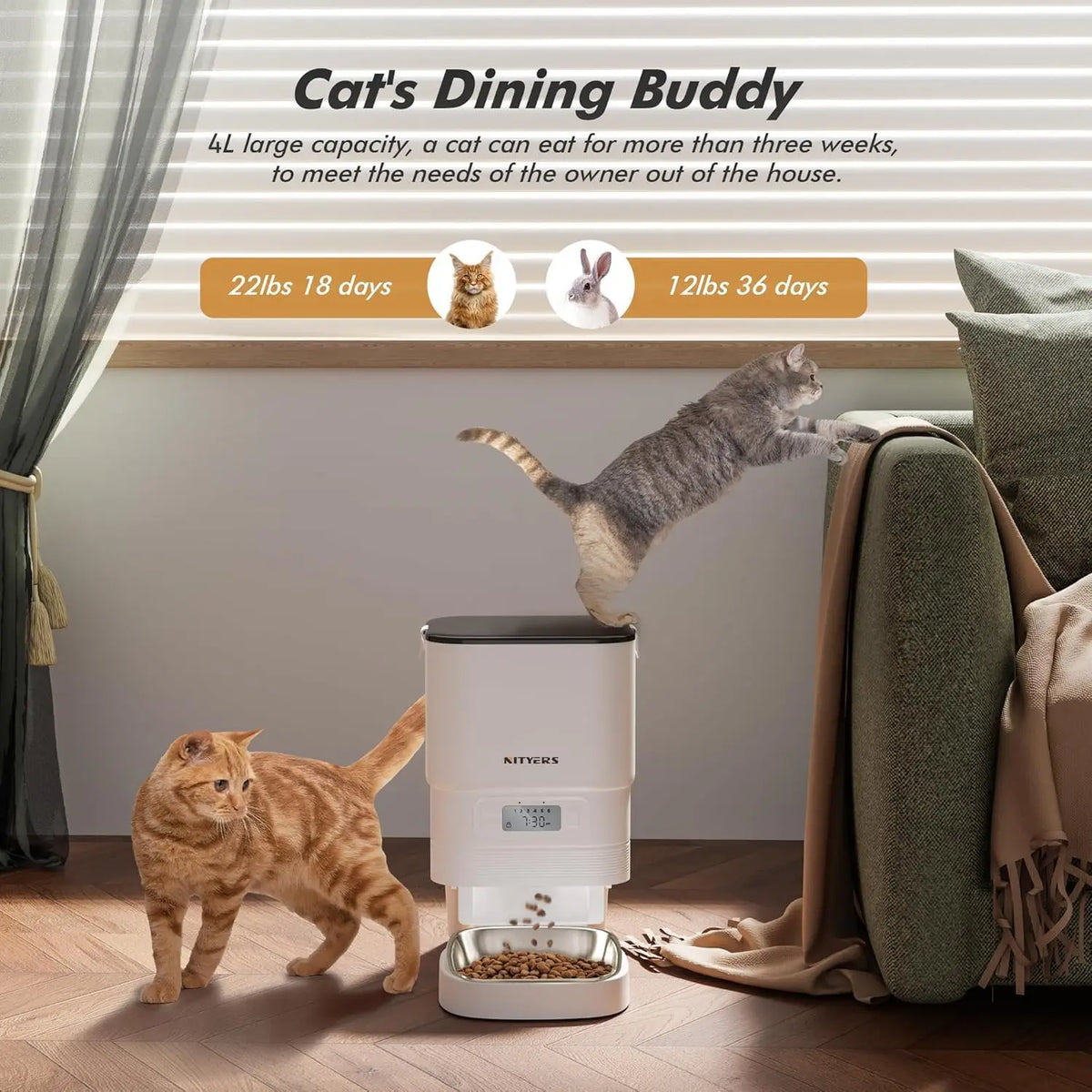Nityers Automatic Pet Feeder With Timed Portions And Voice Recorder