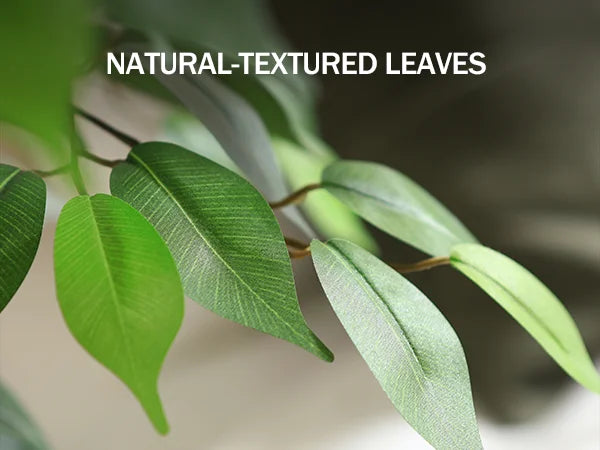 DR.PLANZEN Artificial Ficus Tree Potted Plant With Natural Wood Trunk