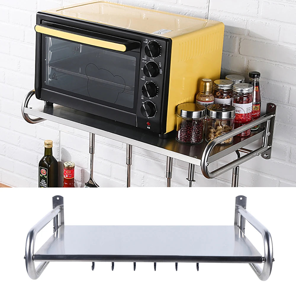 Stainless Steel Wall Mounted Microwave Oven Rack Kitchen Shelf