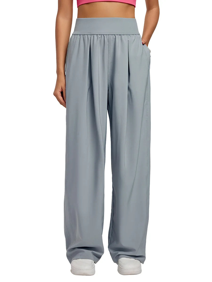 High Waist Wide Leg Yoga Pants for Women Straight Loose Casual Trousers Breathable Lightweight Sports Pants for Spring Summer