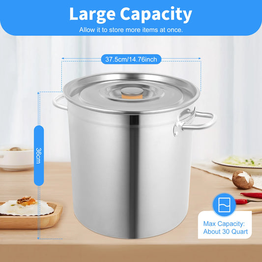 Versatile Stainless Steel Soup Stock Pot With Lid And Handles