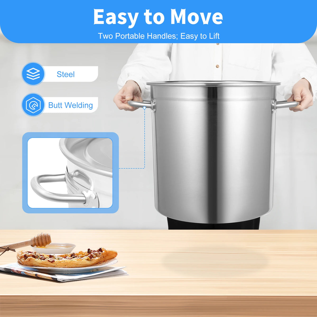 Versatile Stainless Steel Soup Stock Pot With Lid And Handles