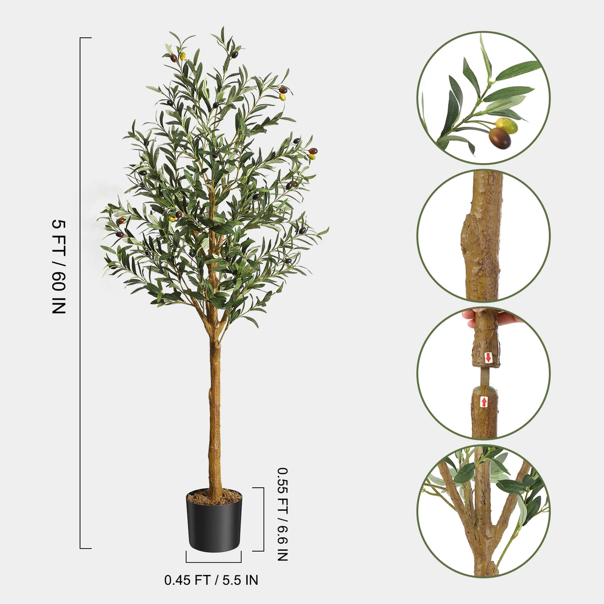 HiMISS Artificial Olive Tree Potted Plant for Home Decor