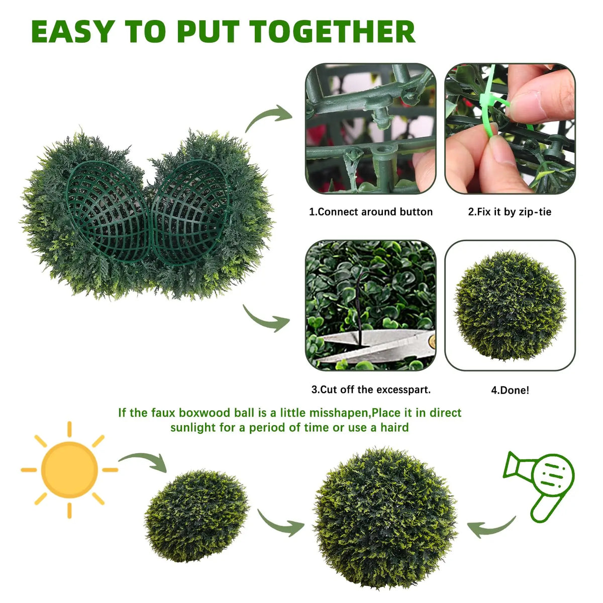 Studyset Artificial Cedar Topiary Balls for Outdoor Home Wedding Decor