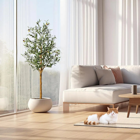 HiMISS Artificial Olive Tree Potted Plant for Home Decor