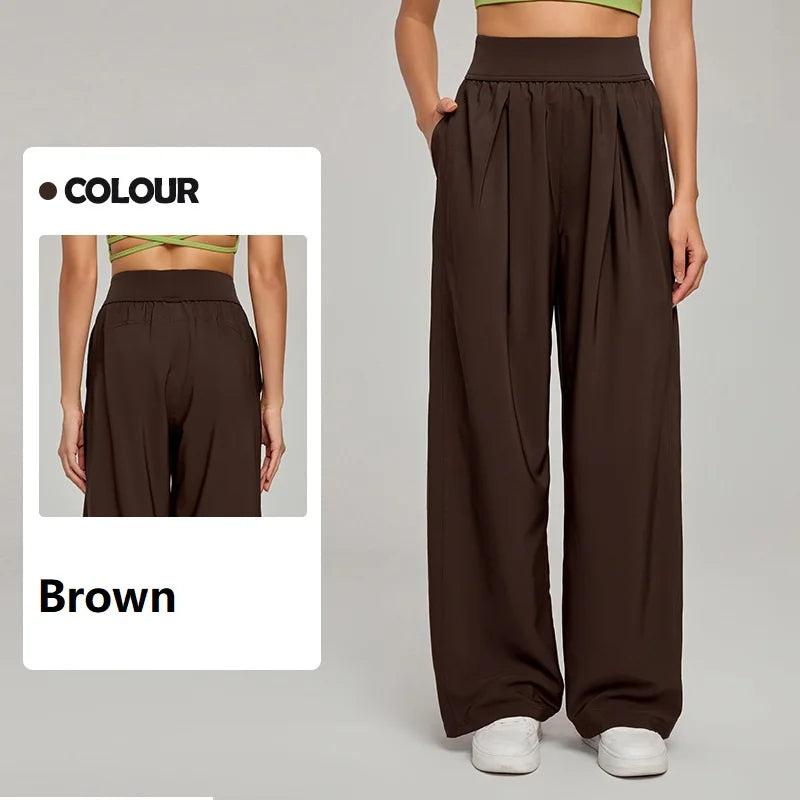 High Waist Wide Leg Yoga Pants for Women Straight Loose Casual Trousers Breathable Lightweight Sports Pants for Spring Summer